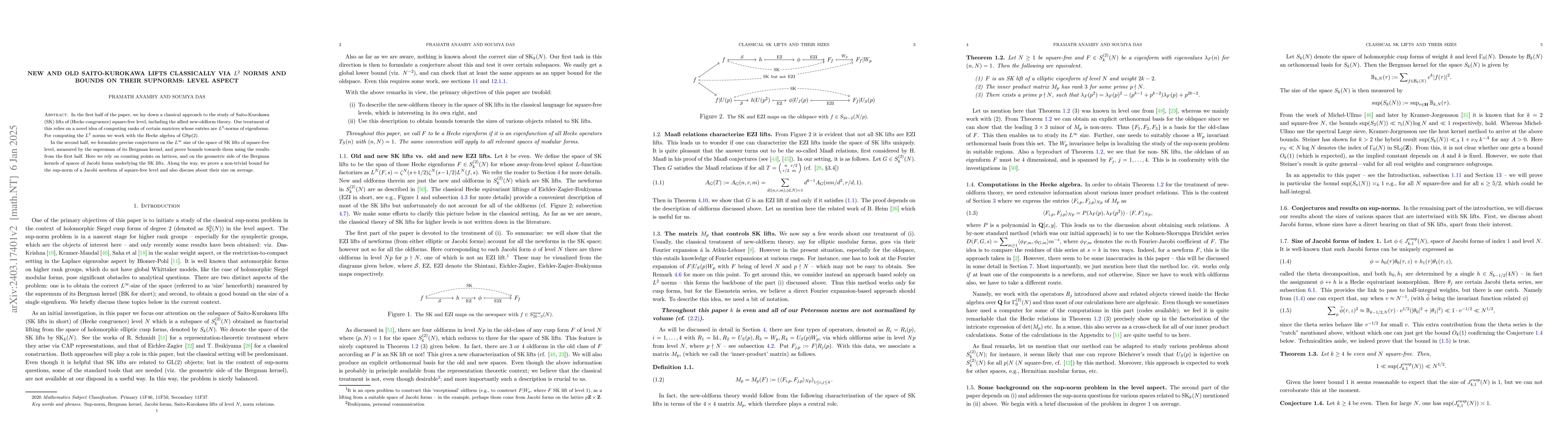 Thumbnail for New and old Saito-Kurokawa lifts classically via $L^2$ norms and bounds
  on their supnorms: level aspect