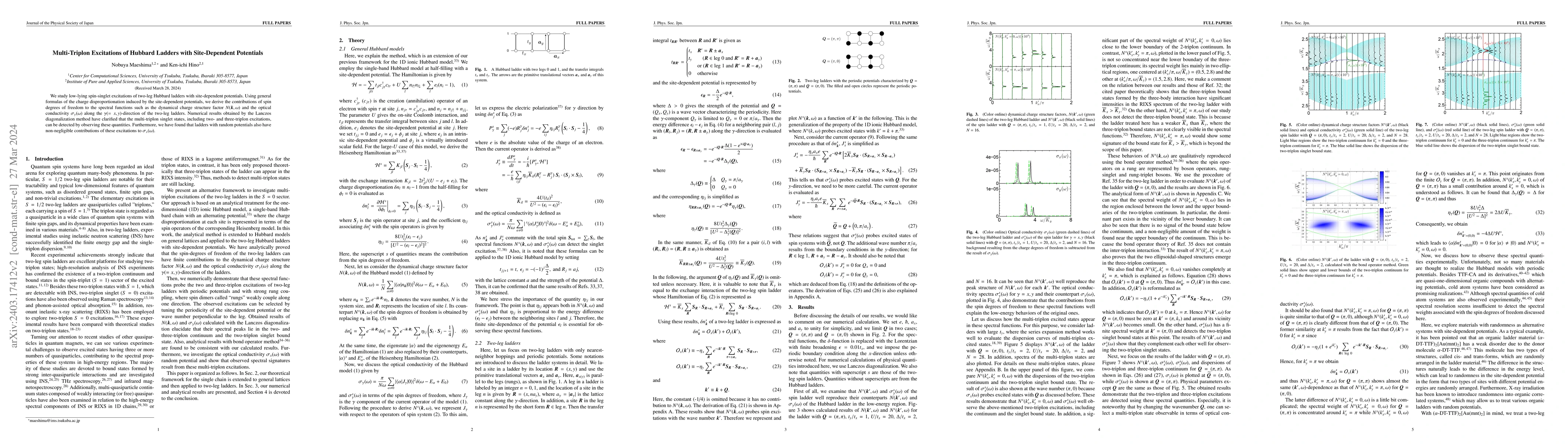 Thumbnail for Multi-Triplon Excitations of Hubbard Ladders with Site-Dependent
  Potentials