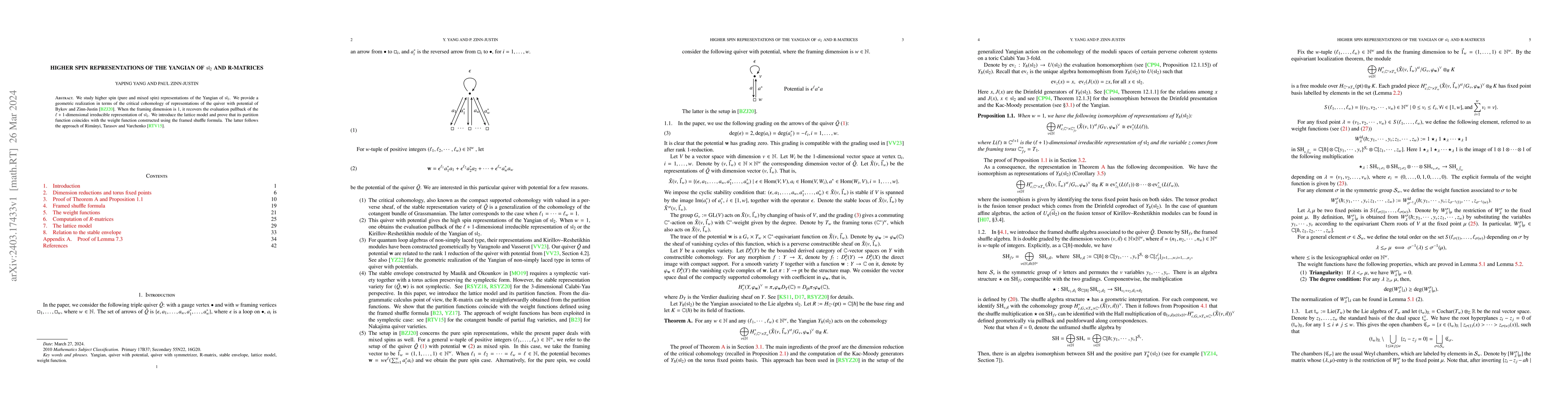 Thumbnail for Higher spin representations of the Yangian of $\mathfrak{sl}_2$ and
  R-matrices