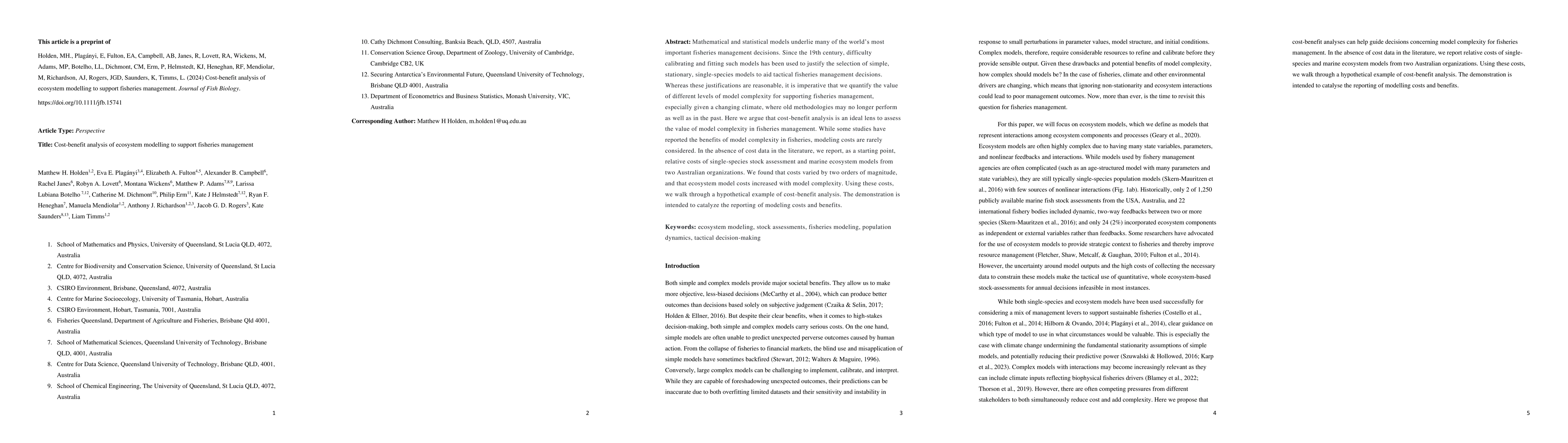 Thumbnail for Cost-benefit analysis of ecosystem modelling to support fisheries
  management