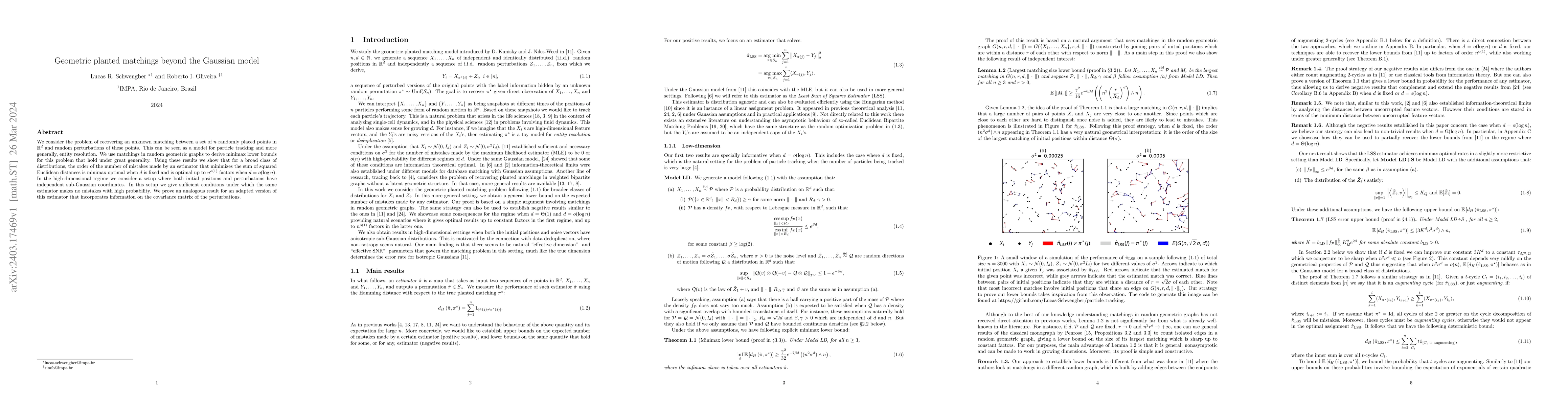 Thumbnail for Geometric planted matchings beyond the Gaussian model