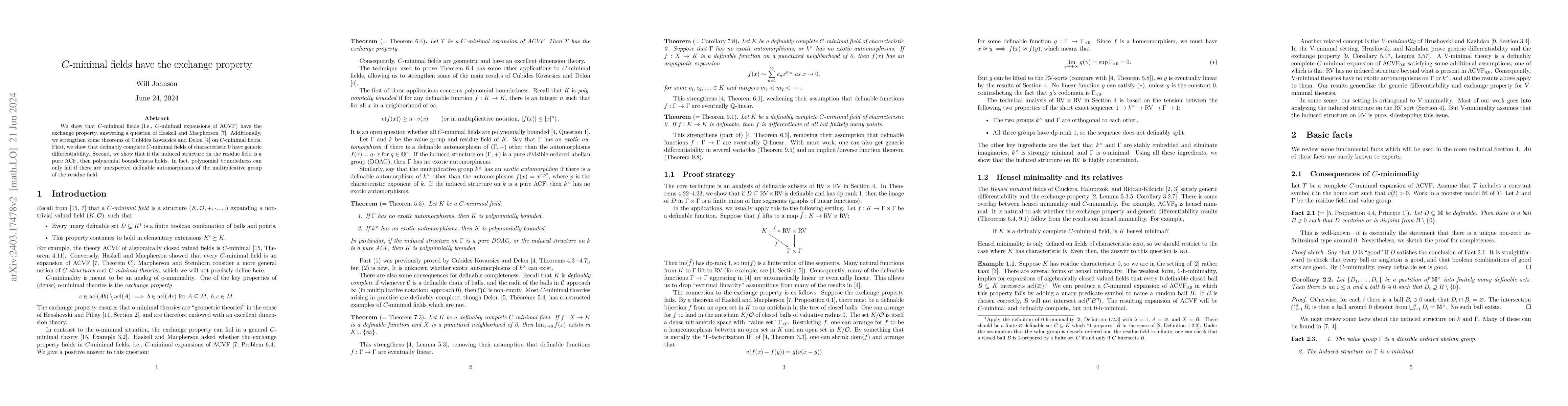 Thumbnail for C-minimal fields have the exchange property