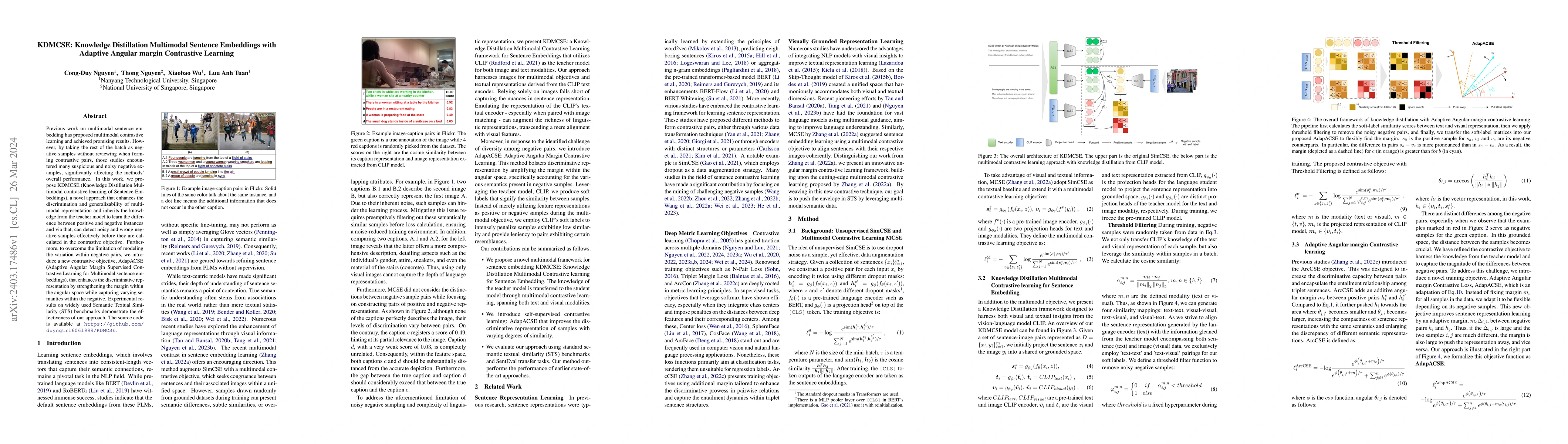 Thumbnail for KDMCSE: Knowledge Distillation Multimodal Sentence Embeddings with
  Adaptive Angular margin Contrastive Learning