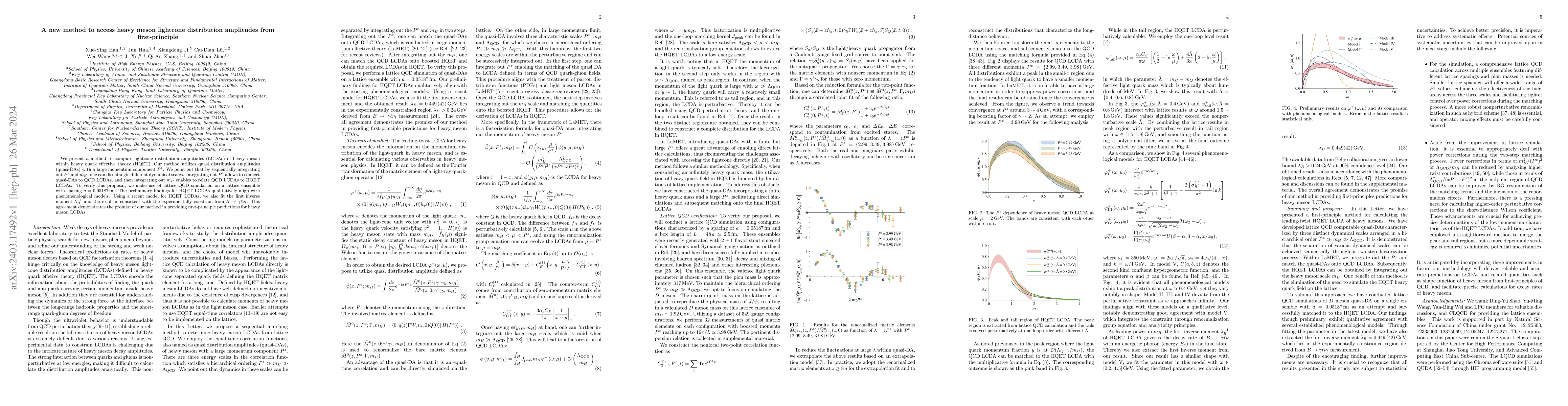 Thumbnail for A new method to access heavy meson lightcone distribution amplitudes
  from first-principle