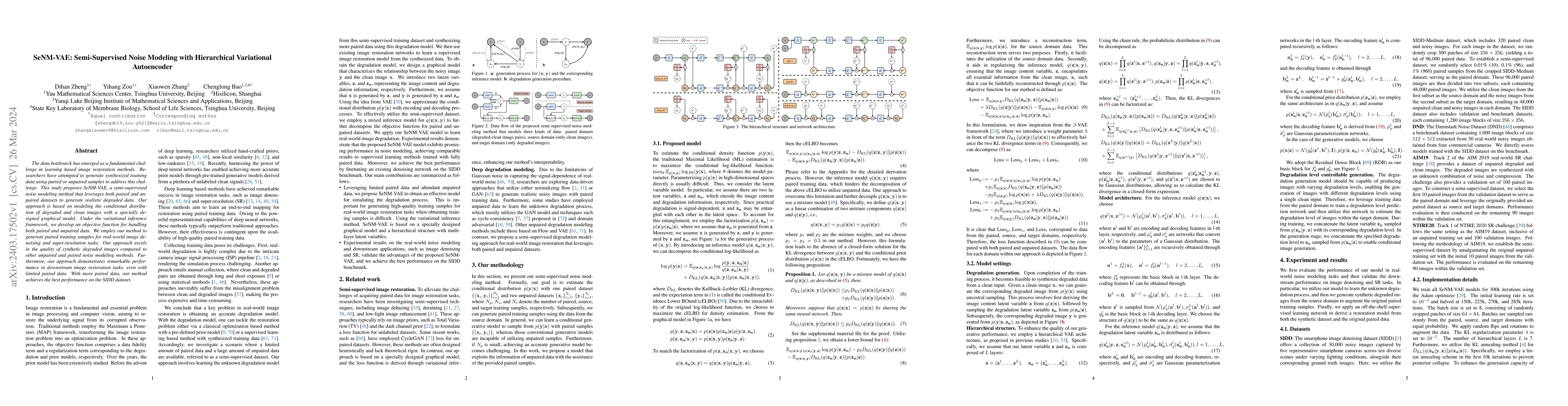 Thumbnail for SeNM-VAE: Semi-Supervised Noise Modeling with Hierarchical Variational
  Autoencoder