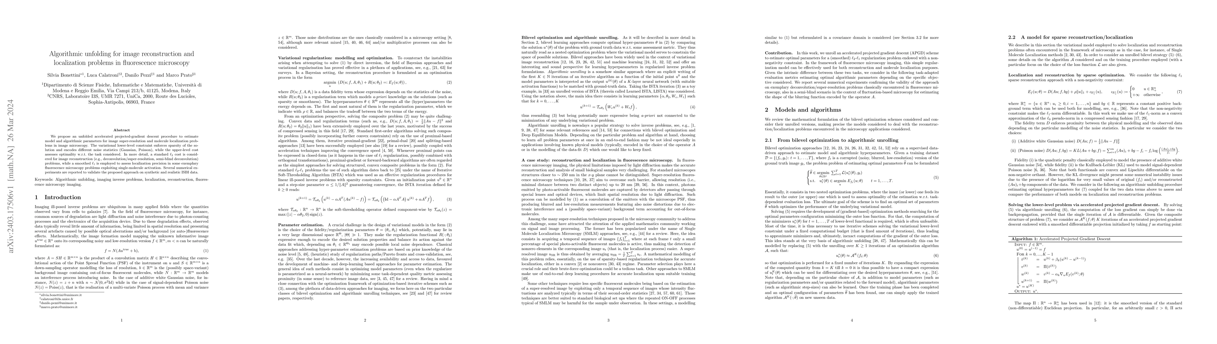 Thumbnail for Algorithmic unfolding for image reconstruction and localization problems
  in fluorescence microscopy