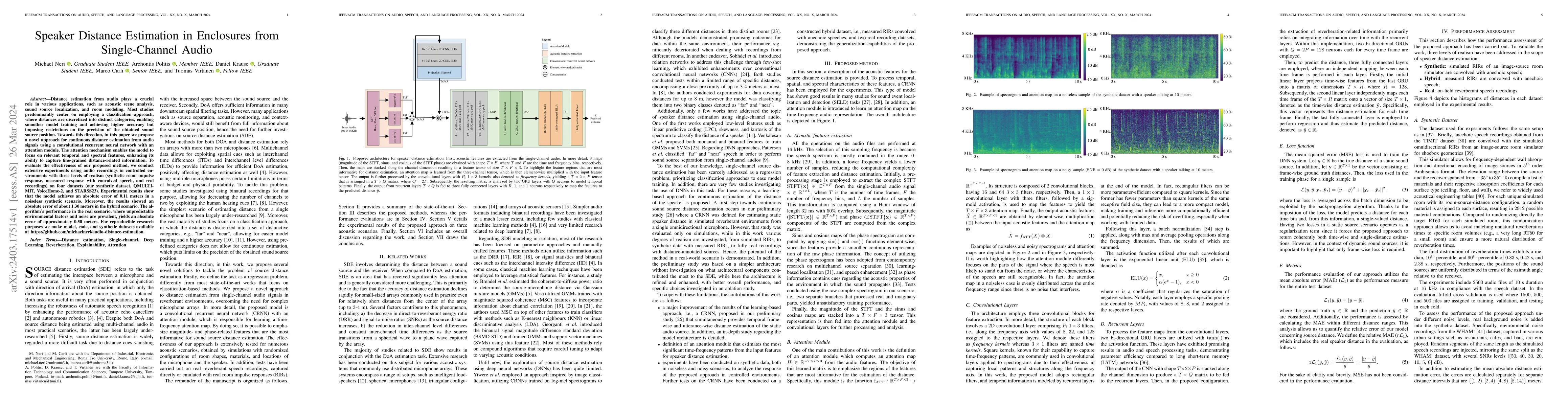 Thumbnail for Speaker Distance Estimation in Enclosures from Single-Channel Audio