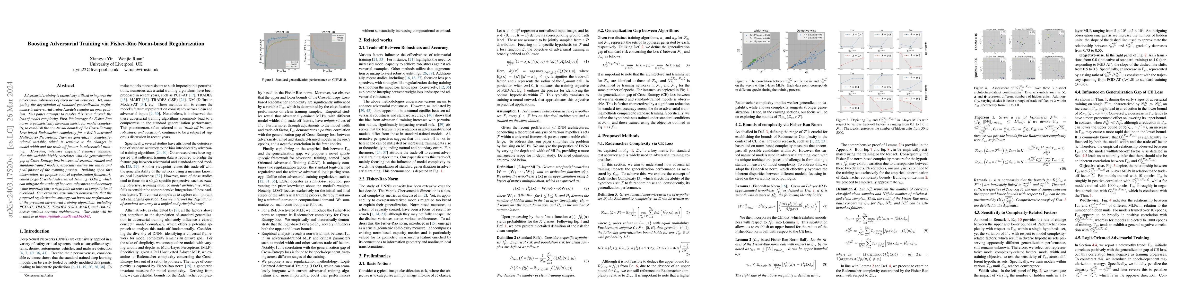 Thumbnail for Boosting Adversarial Training via Fisher-Rao Norm-based Regularization