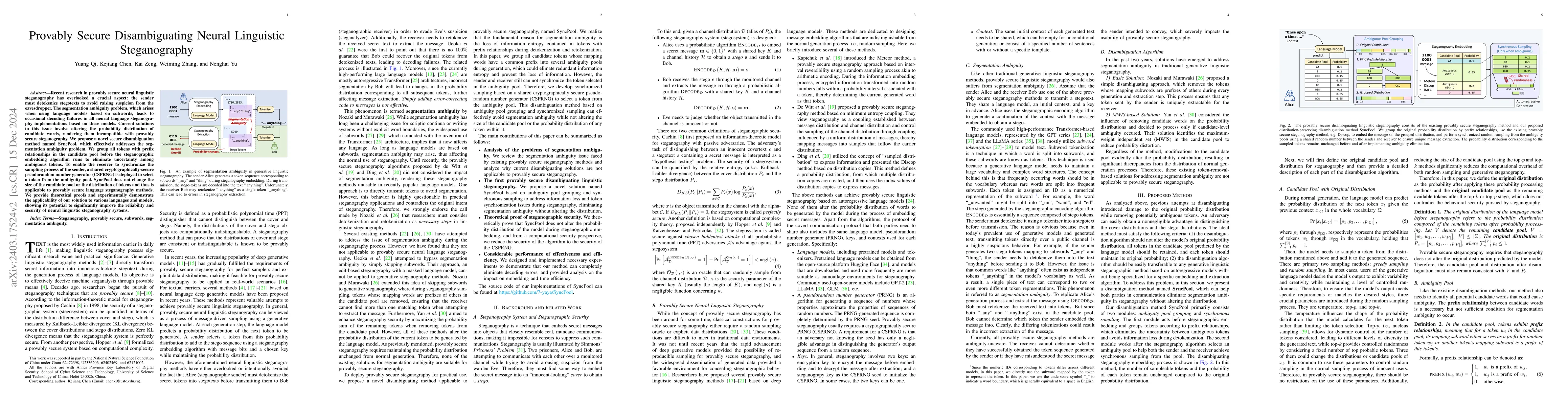 Thumbnail for Provably Secure Disambiguating Neural Linguistic Steganography