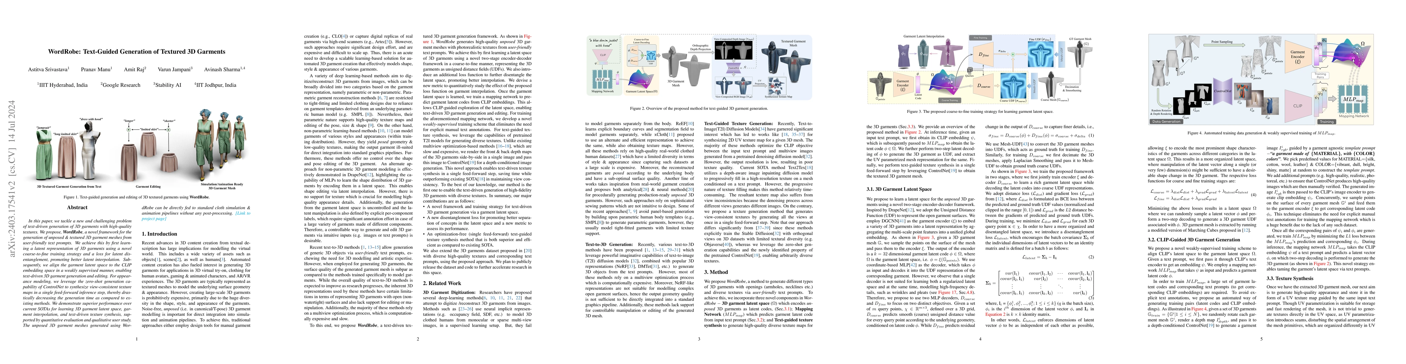Thumbnail for WordRobe: Text-Guided Generation of Textured 3D Garments