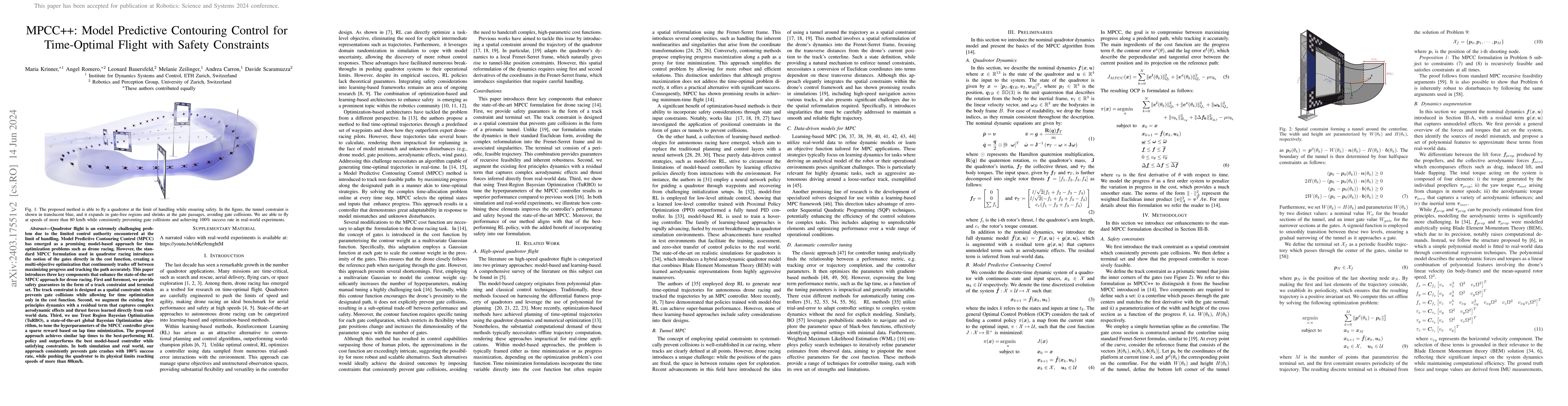 Thumbnail for MPCC++: Model Predictive Contouring Control for Time-Optimal Flight with
  Safety Constraints
