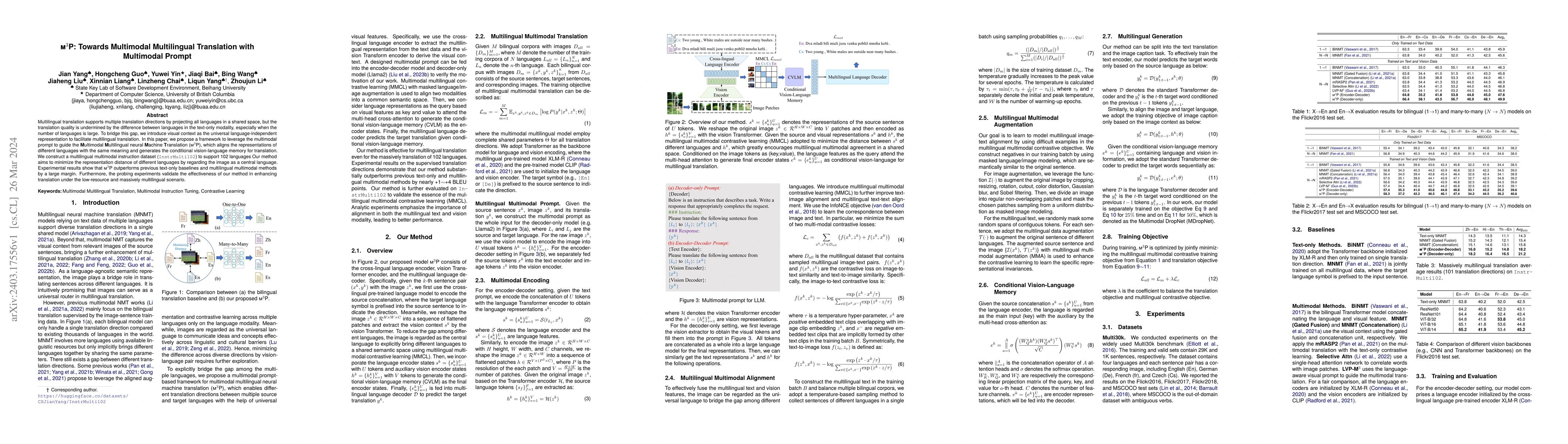 Thumbnail for m3P: Towards Multimodal Multilingual Translation with Multimodal Prompt