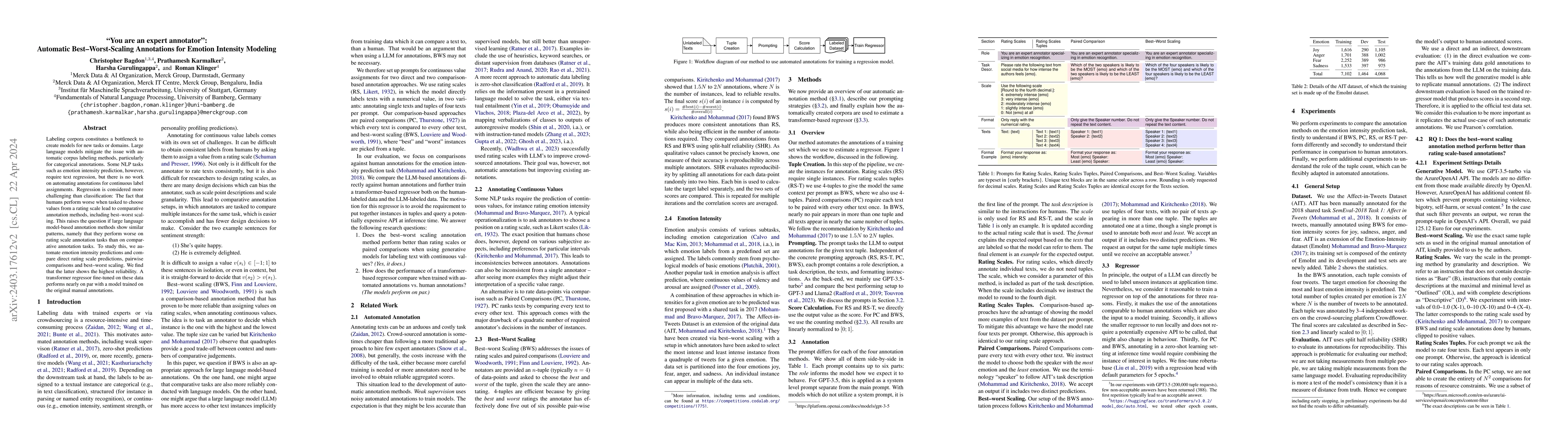 Thumbnail for "You are an expert annotator": Automatic Best-Worst-Scaling Annotations
  for Emotion Intensity Modeling