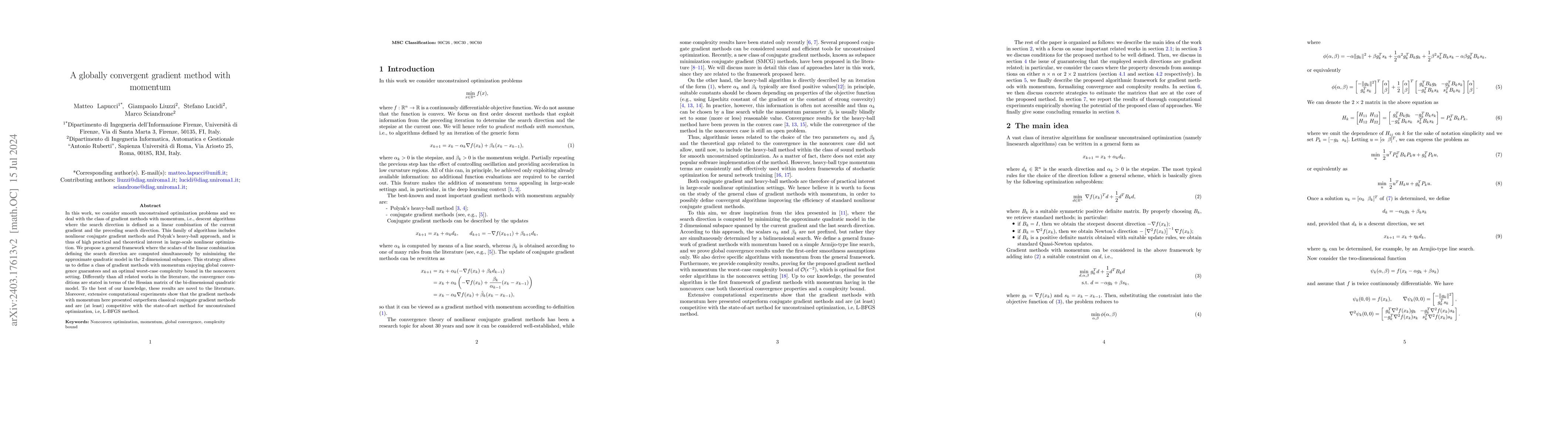 Thumbnail for A Globally Convergent Gradient Method with Momentum