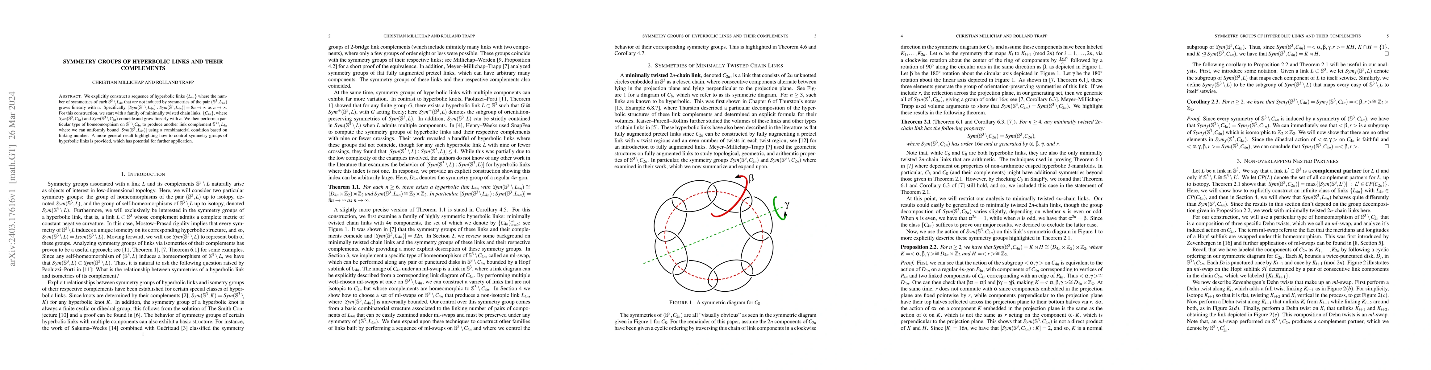 Thumbnail for Symmetry groups of hyperbolic links and their complements