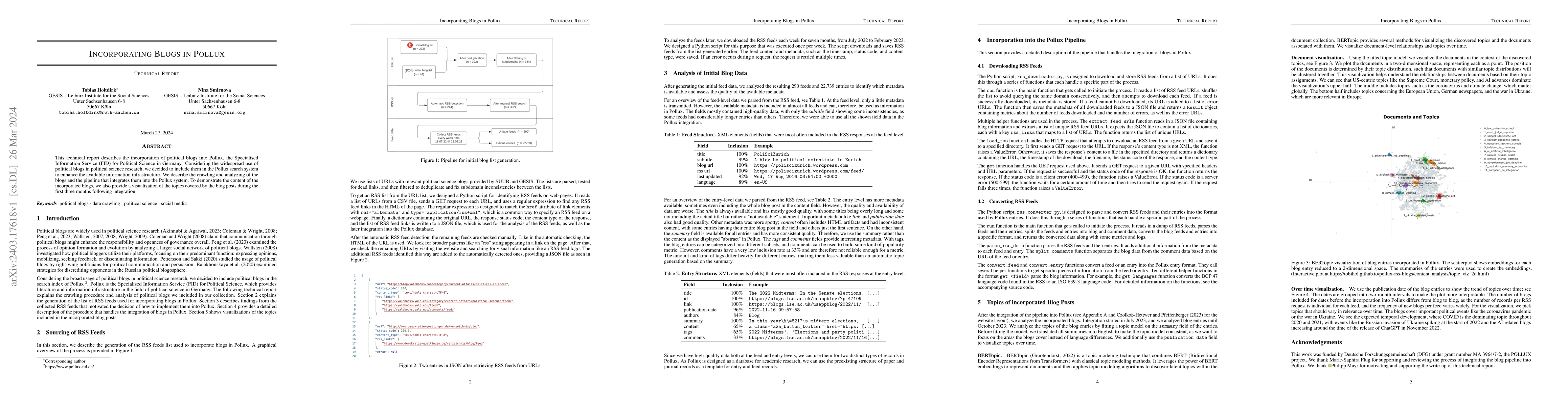 Thumbnail for Technical Report: Incorporating Blogs in Pollux