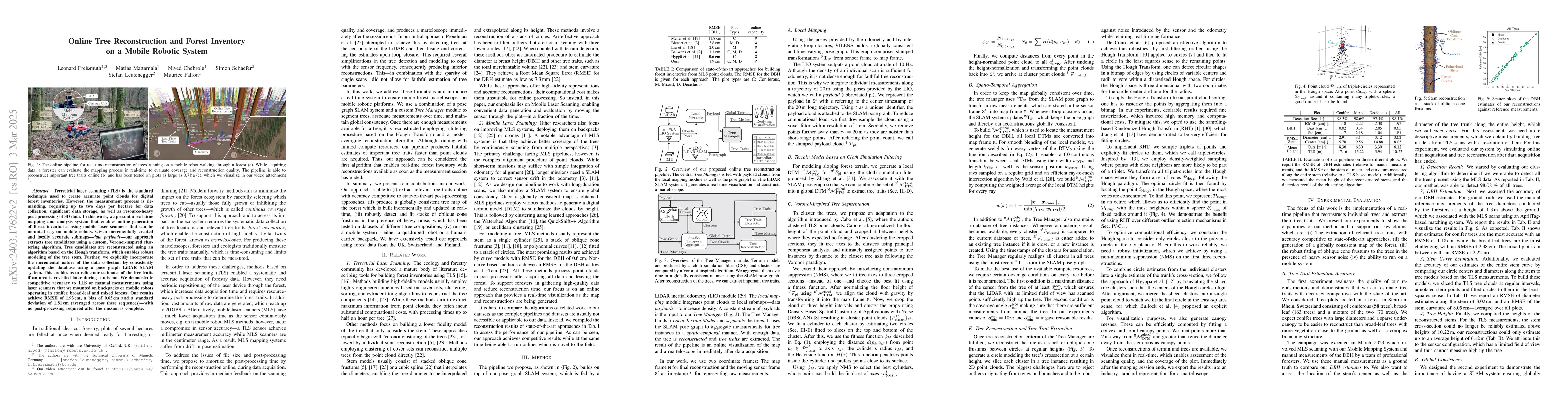 Thumbnail for Online Tree Reconstruction and Forest Inventory on a Mobile Robotic
  System