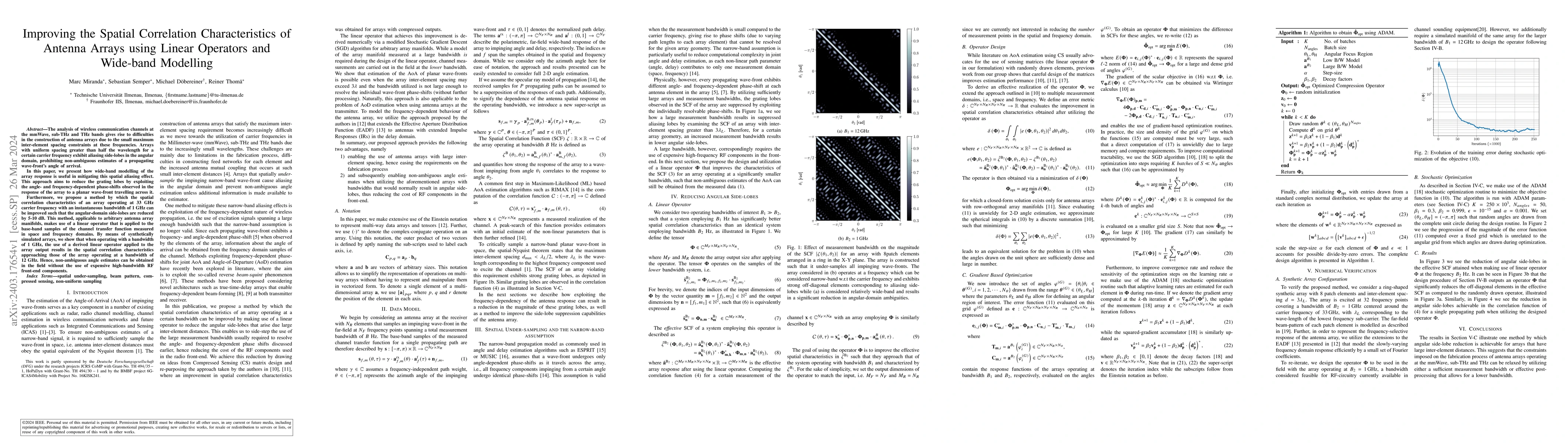 Thumbnail for Improving the Spatial Correlation Characteristics of Antenna Arrays
  using Linear Operators and Wide-band Modelling