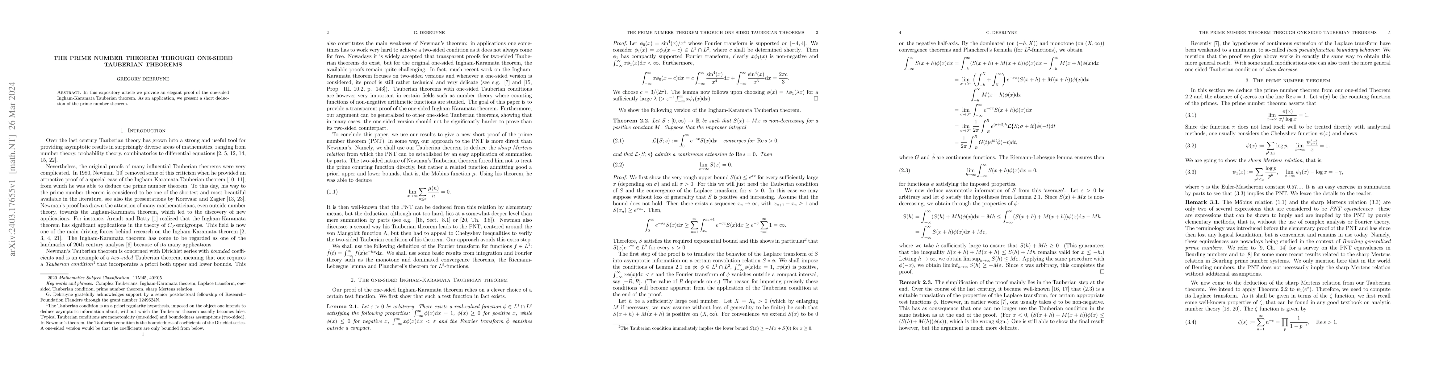 Thumbnail for The prime number theorem through one-sided Tauberian theorems