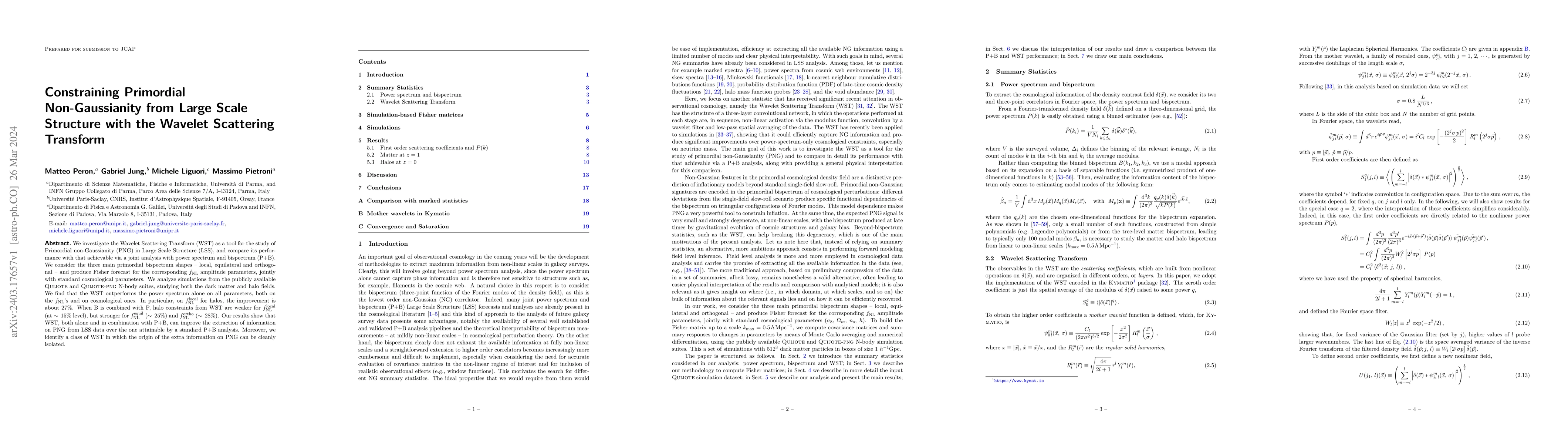 Thumbnail for Constraining Primordial Non-Gaussianity from Large Scale Structure with
  the Wavelet Scattering Transform