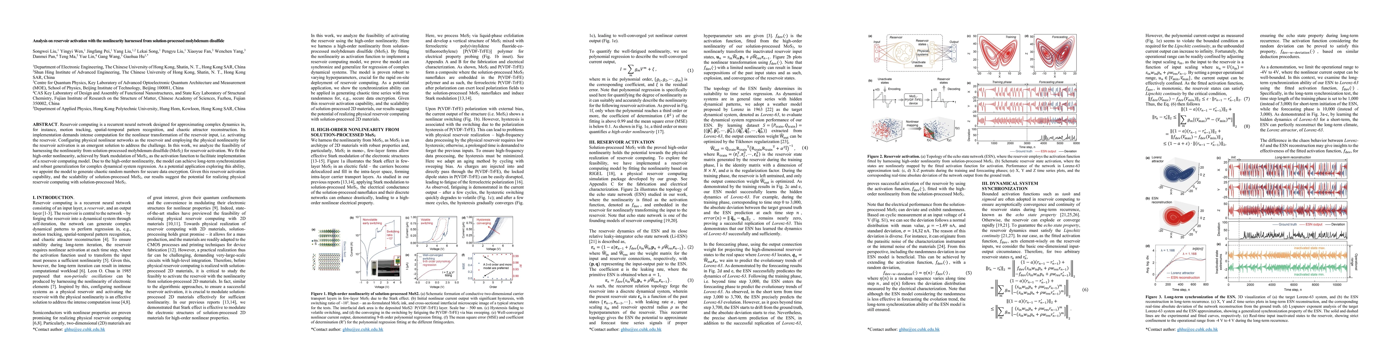 Thumbnail for Analysis on reservoir activation with the nonlinearity harnessed from
  solution-processed MoS2 devices