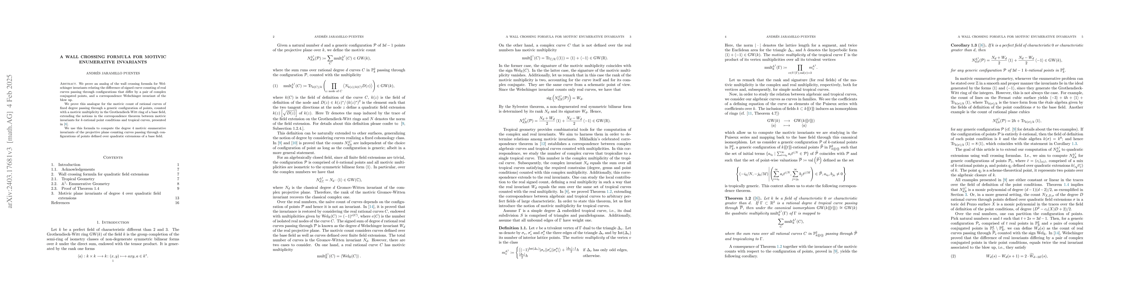 Thumbnail for A Wall Crossing Formula for Motivic Enumerative Invariants