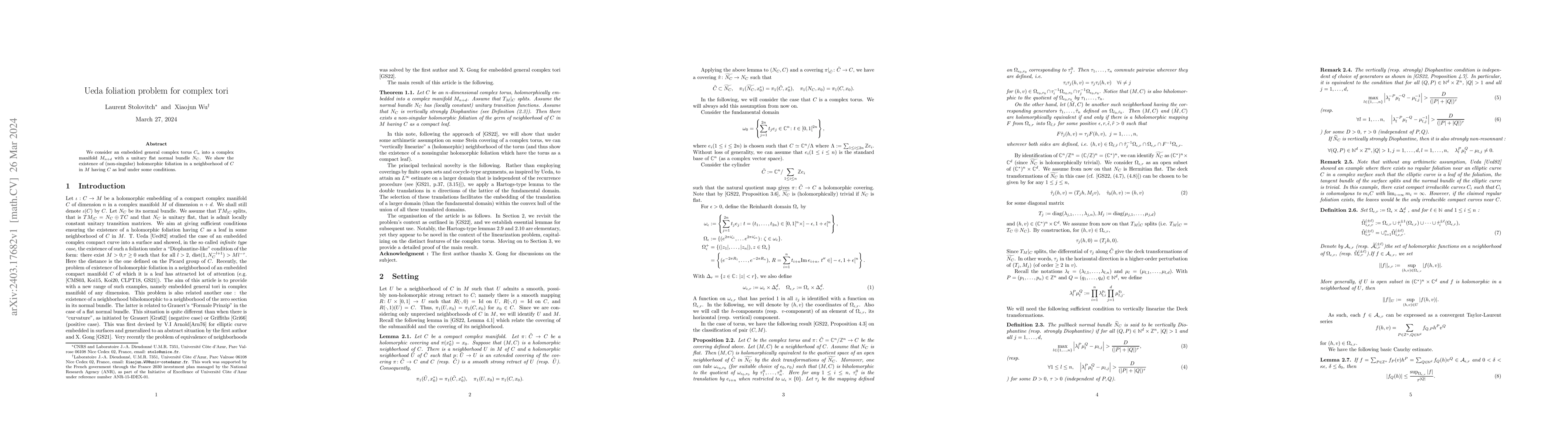 Thumbnail for Ueda foliation problem for complex tori