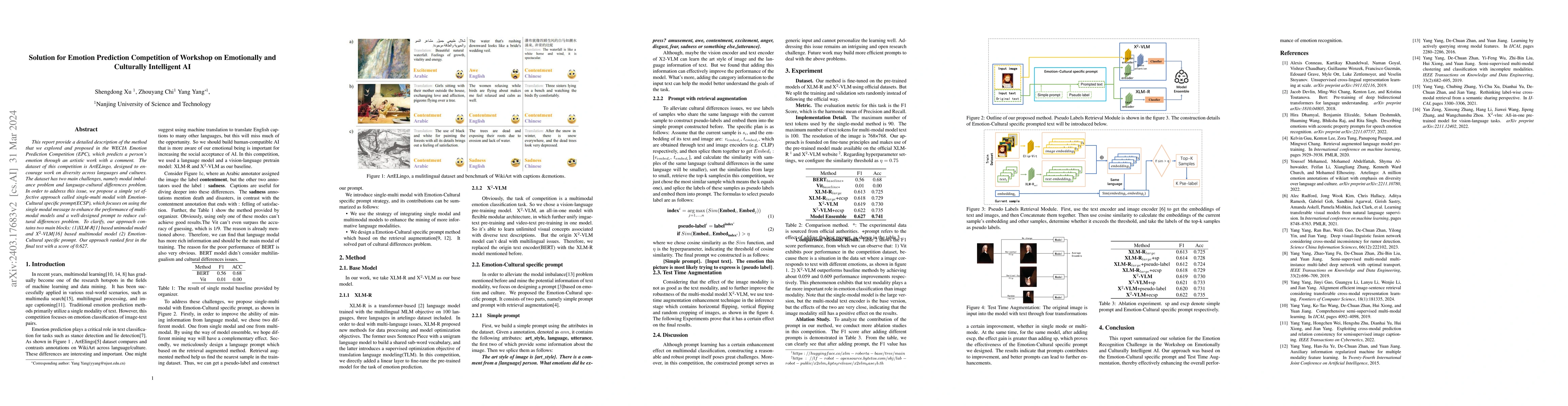 Thumbnail for Solution for Emotion Prediction Competition of Workshop on Emotionally
  and Culturally Intelligent AI