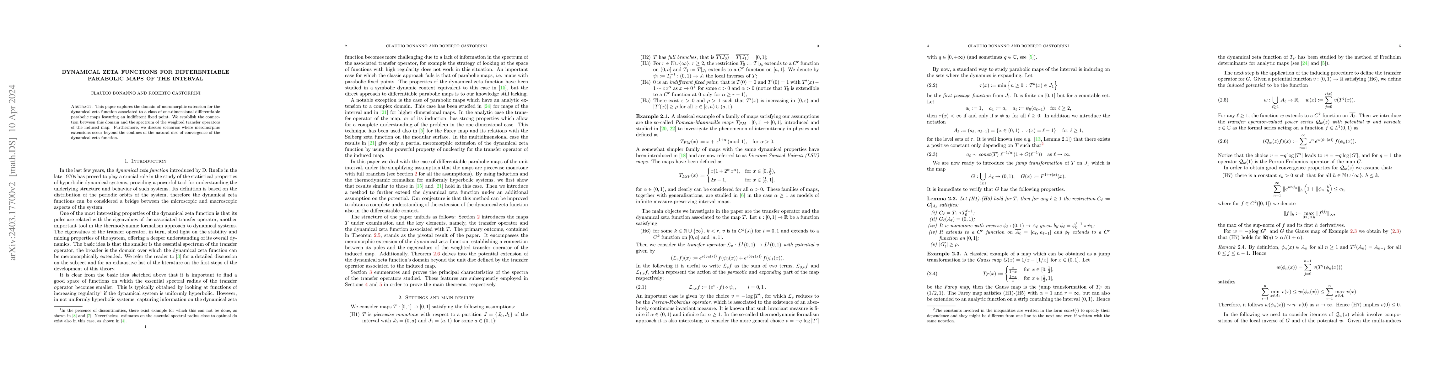 Thumbnail for Dynamical Zeta functions for differentiable parabolic maps of the
  interval