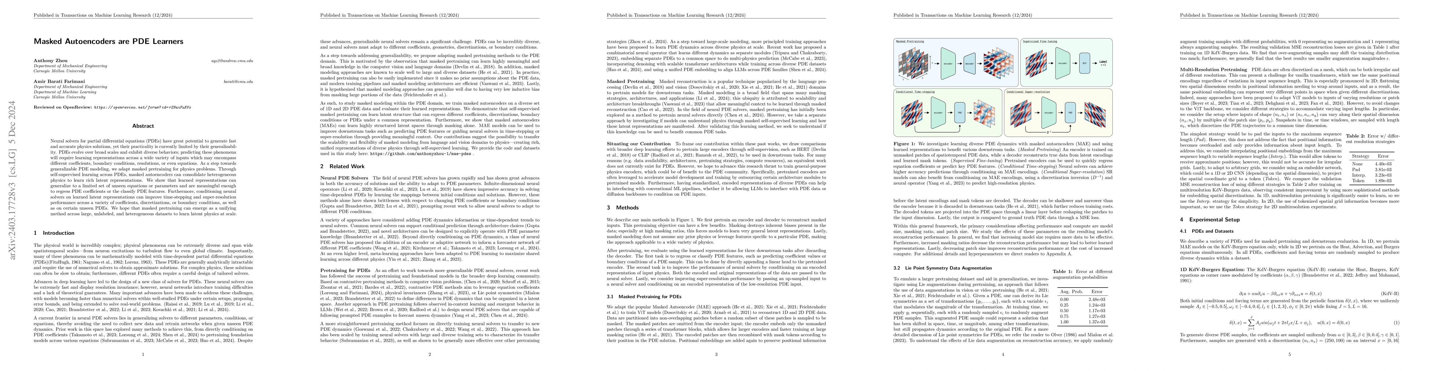 Thumbnail for Masked Autoencoders are PDE Learners