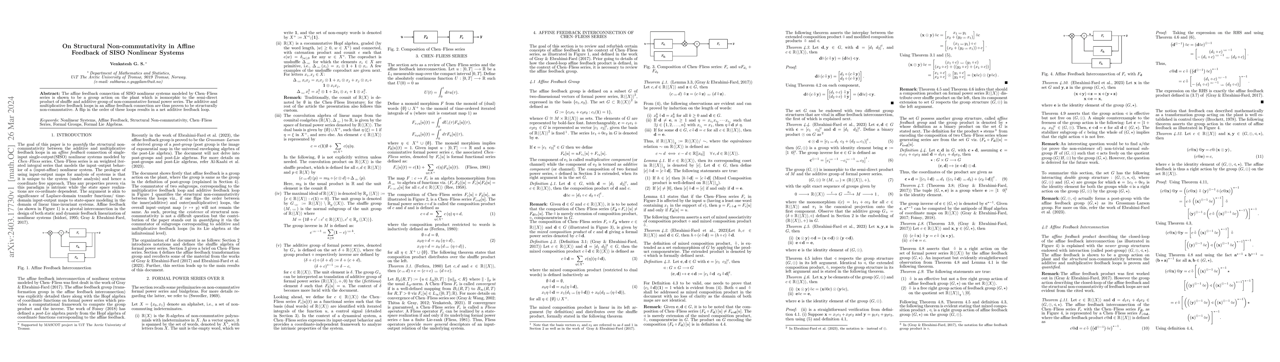 Thumbnail for On Structural Non-commutativity in Affine Feedback of SISO Nonlinear
  Systems