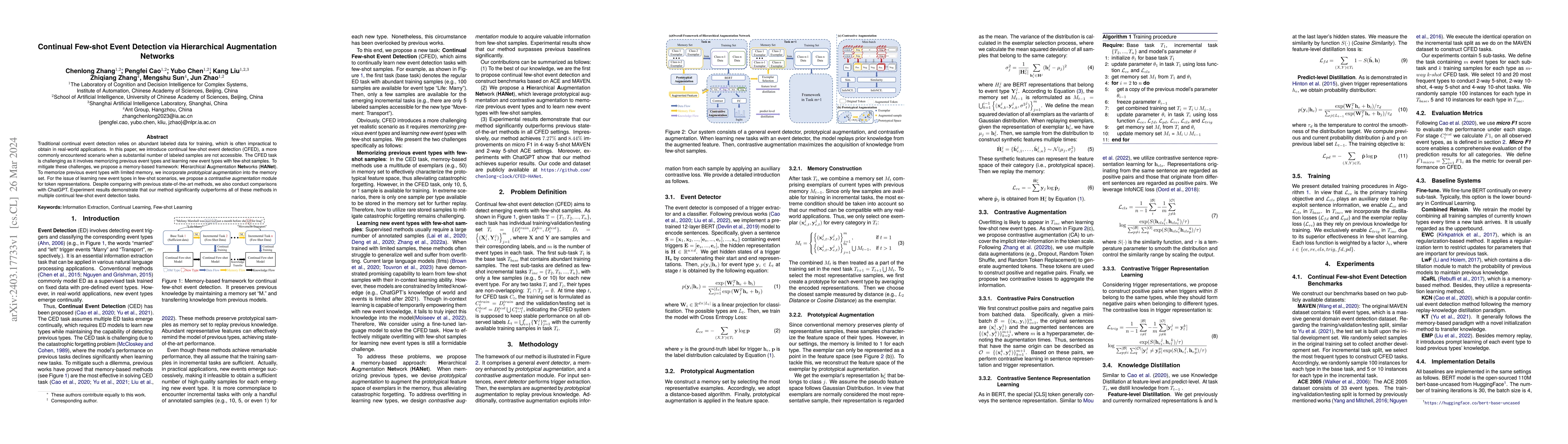 Thumbnail for Continual Few-shot Event Detection via Hierarchical Augmentation
  Networks