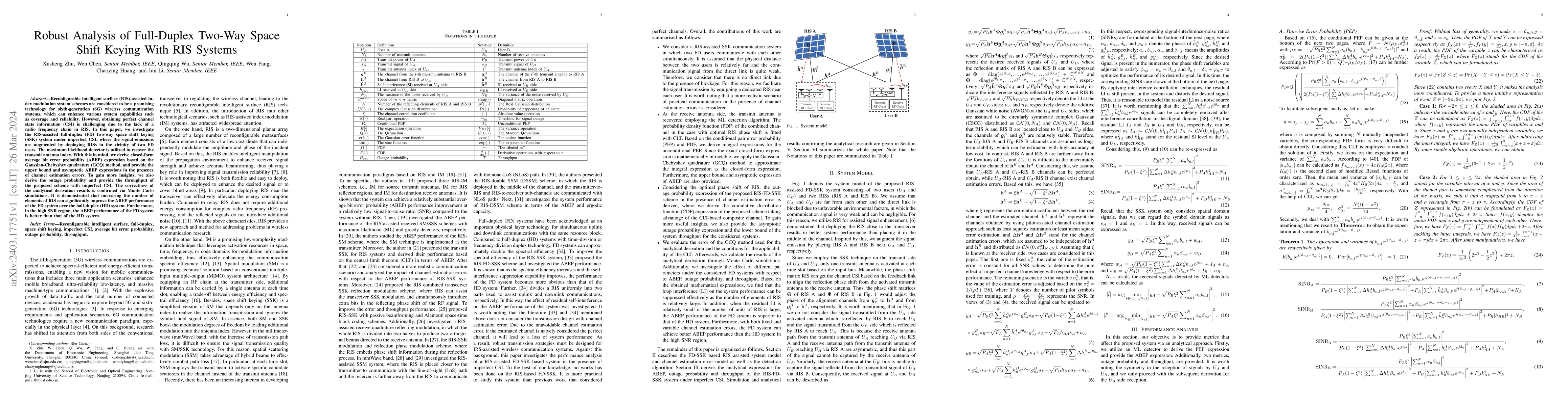 Thumbnail for Robust Analysis of Full-Duplex Two-Way Space Shift Keying With RIS
  Systems