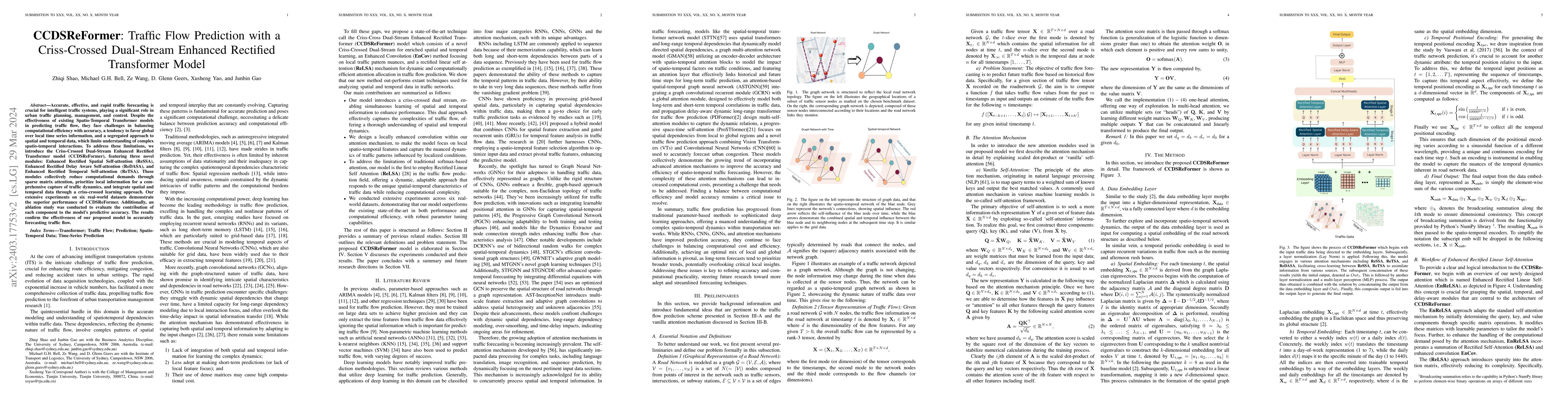 Thumbnail for CCDSReFormer: Traffic Flow Prediction with a Criss-Crossed Dual-Stream
  Enhanced Rectified Transformer Model
