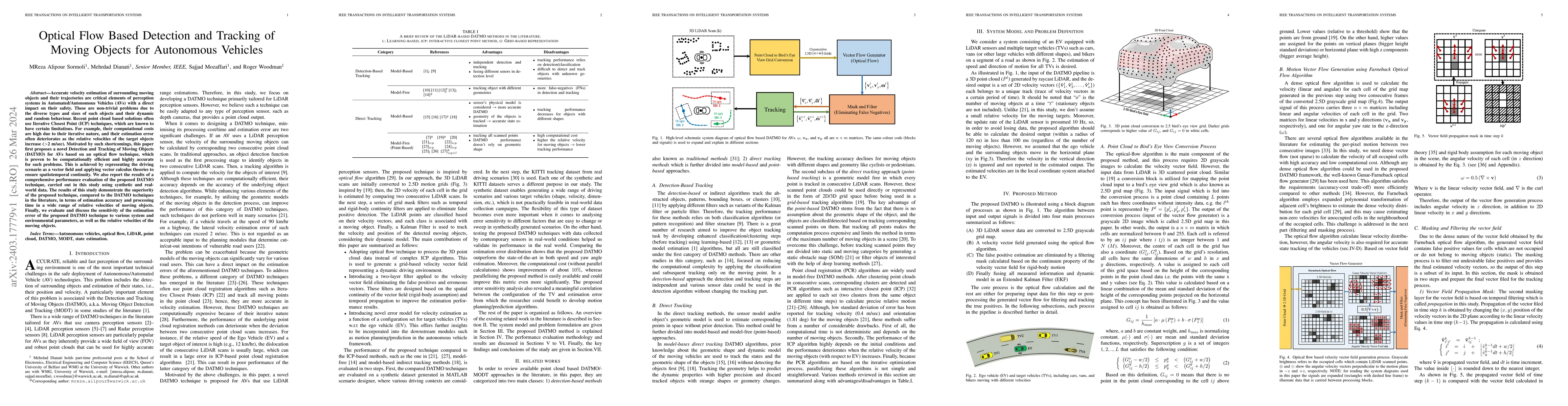 Thumbnail for Optical Flow Based Detection and Tracking of Moving Objects for
  Autonomous Vehicles