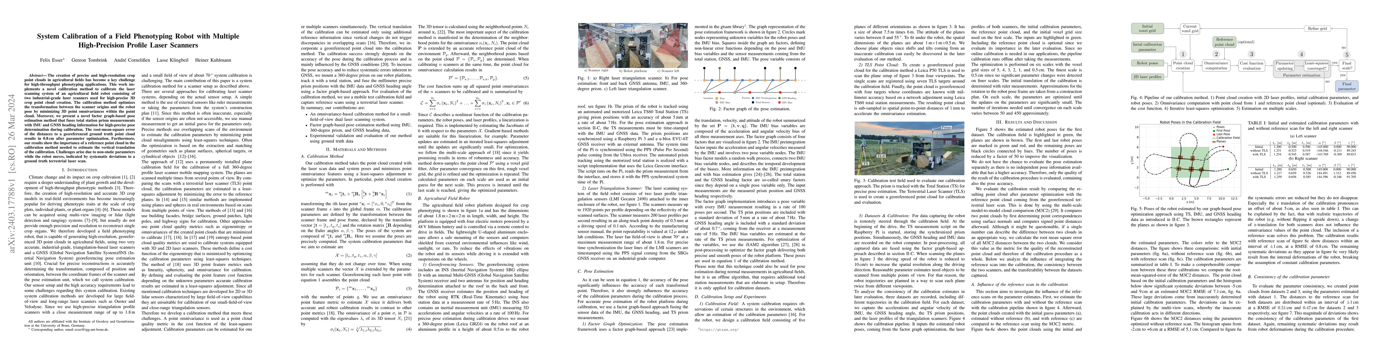 Thumbnail for System Calibration of a Field Phenotyping Robot with Multiple
  High-Precision Profile Laser Scanners