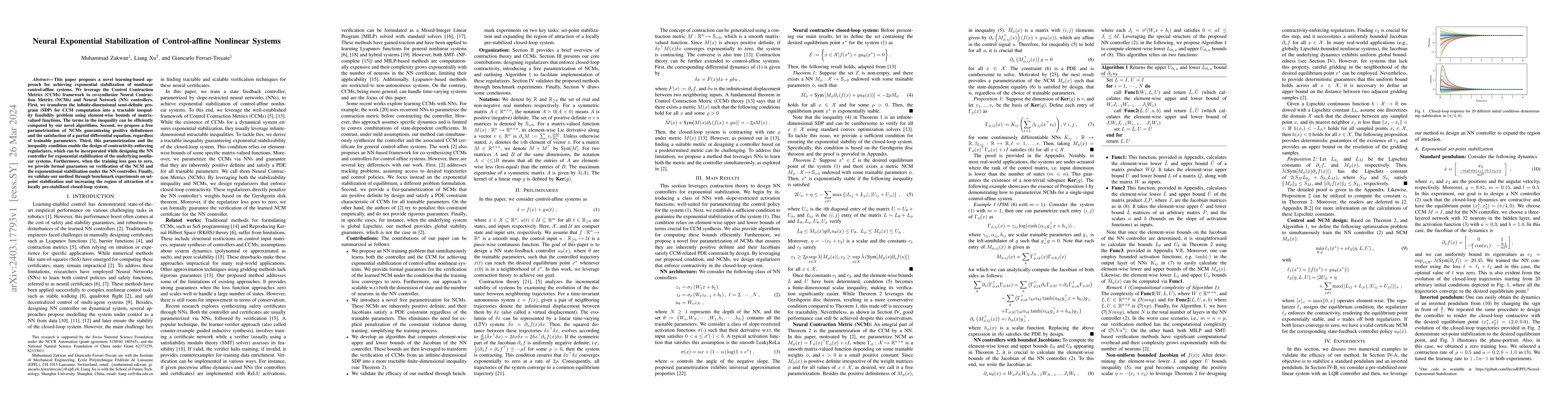 Thumbnail for Neural Exponential Stabilization of Control-affine Nonlinear Systems