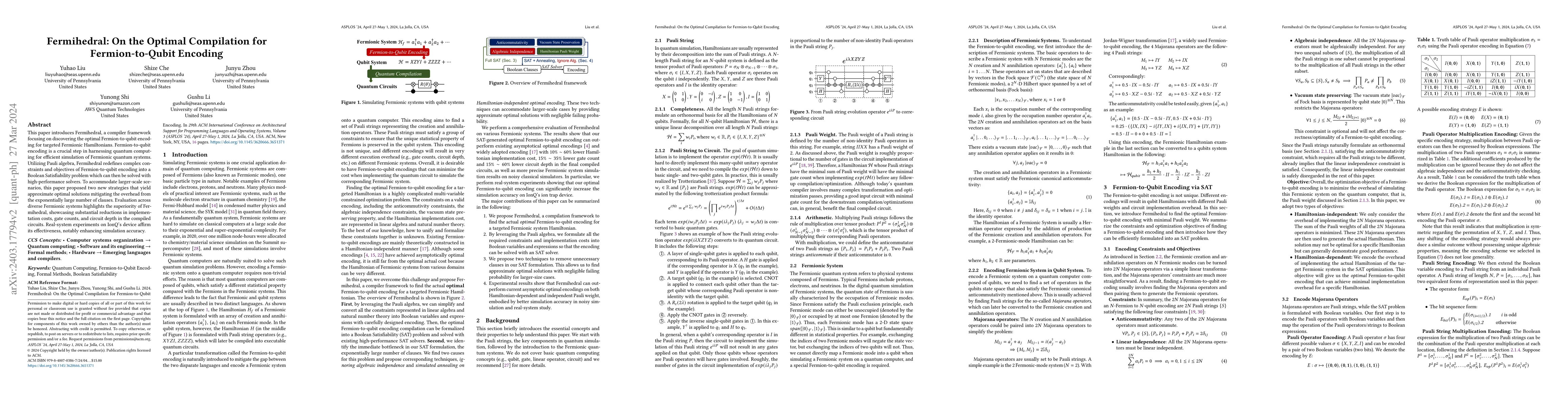 Thumbnail for Fermihedral: On the Optimal Compilation for Fermion-to-Qubit Encoding