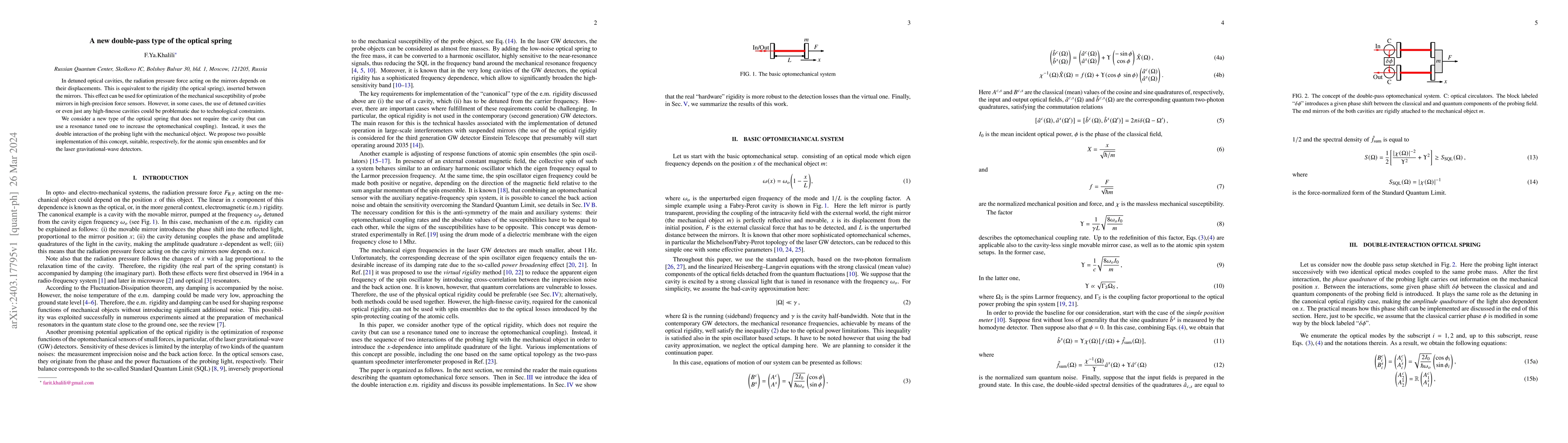 Thumbnail for A new double-pass type of the optical spring
