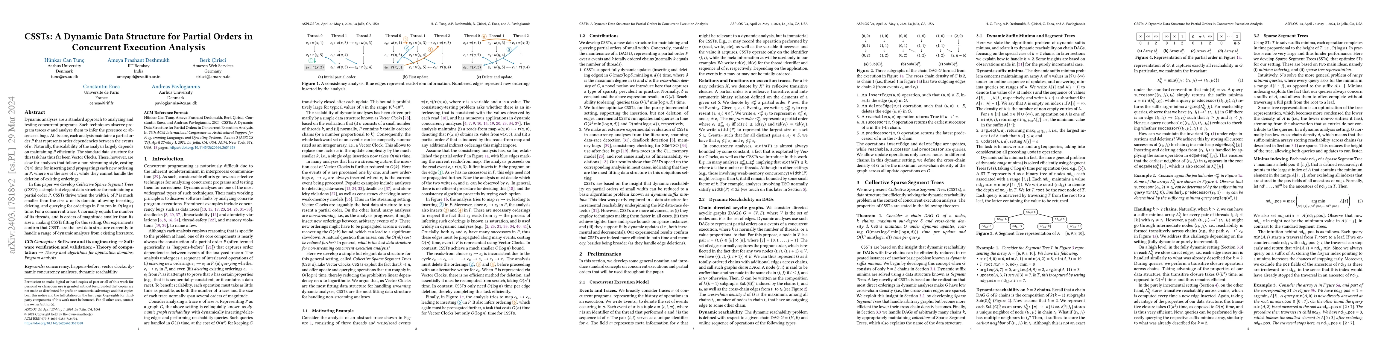 Thumbnail for CSSTs: A Dynamic Data Structure for Partial Orders in Concurrent
  Execution Analysis