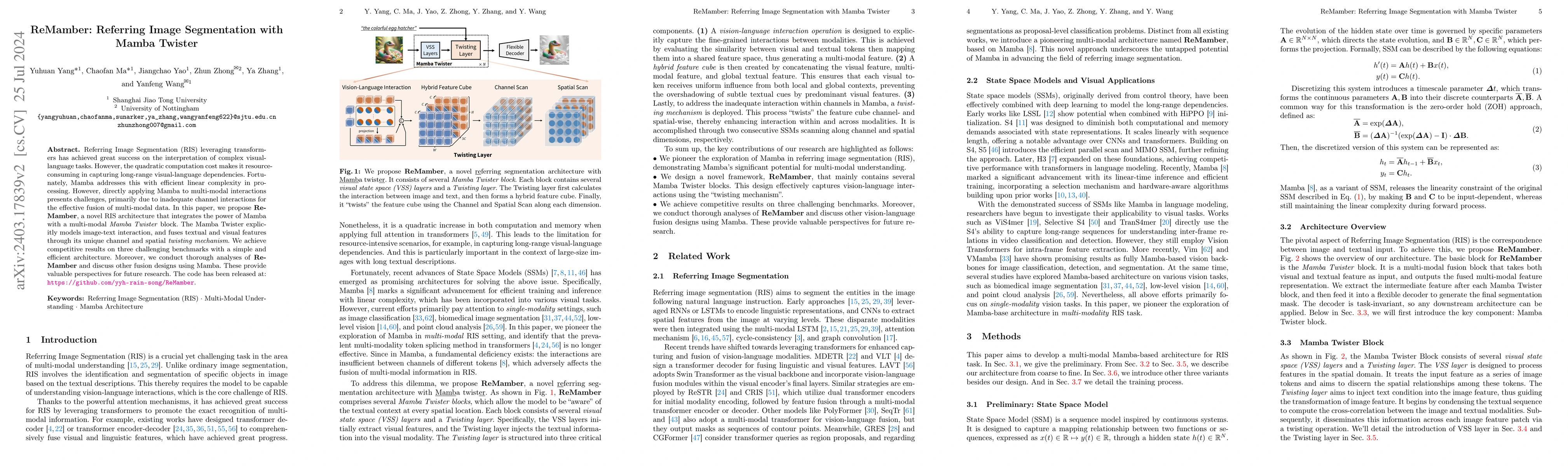 Thumbnail for ReMamber: Referring Image Segmentation with Mamba Twister