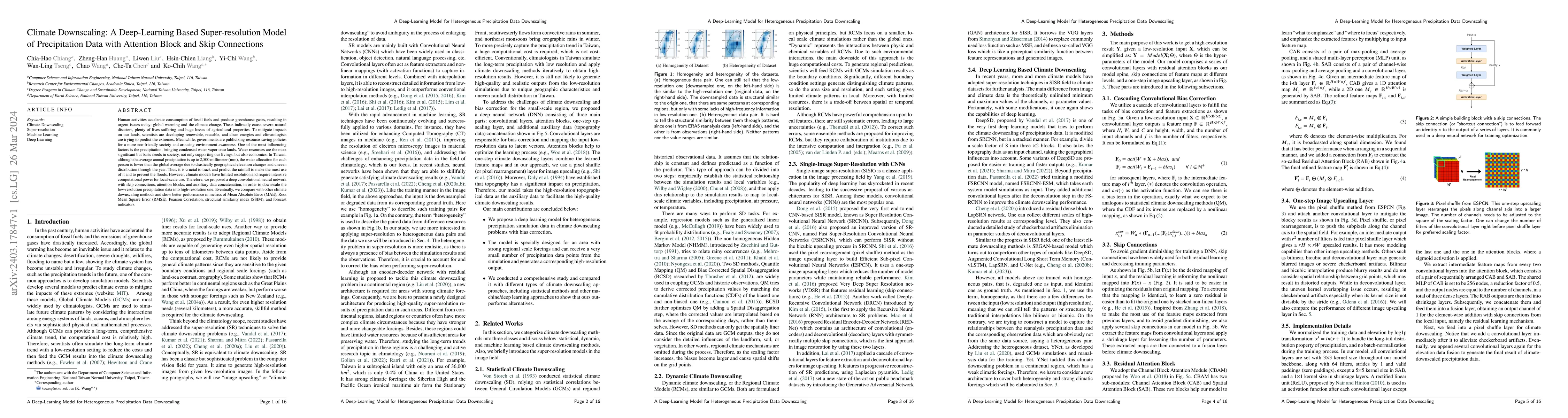 Thumbnail for Climate Downscaling: A Deep-Learning Based Super-resolution Model of
  Precipitation Data with Attention Block and Skip Connections