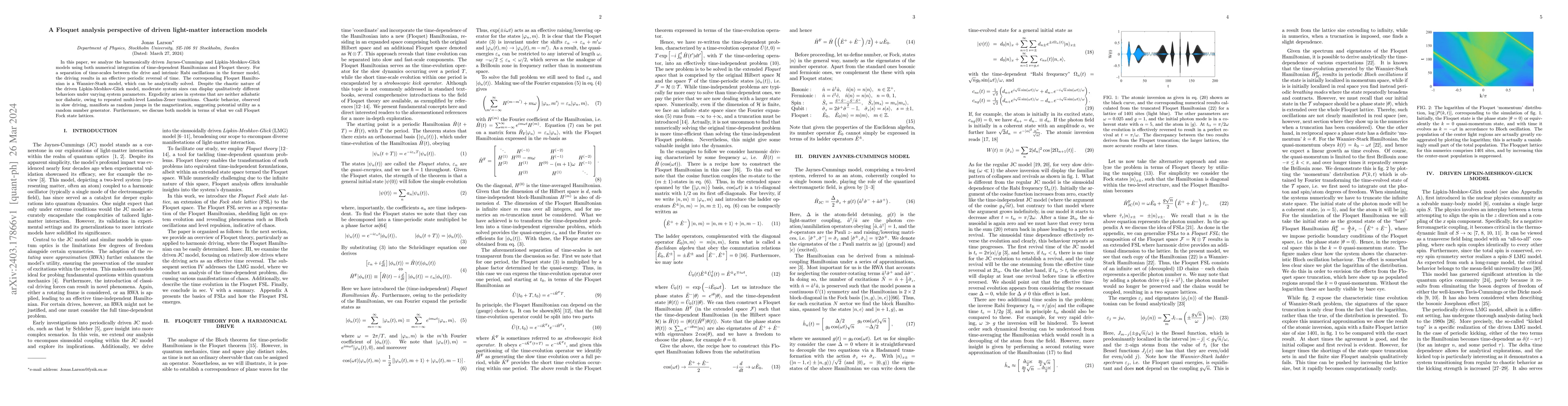 Thumbnail for A Floquet analysis perspective of driven light-matter interaction models