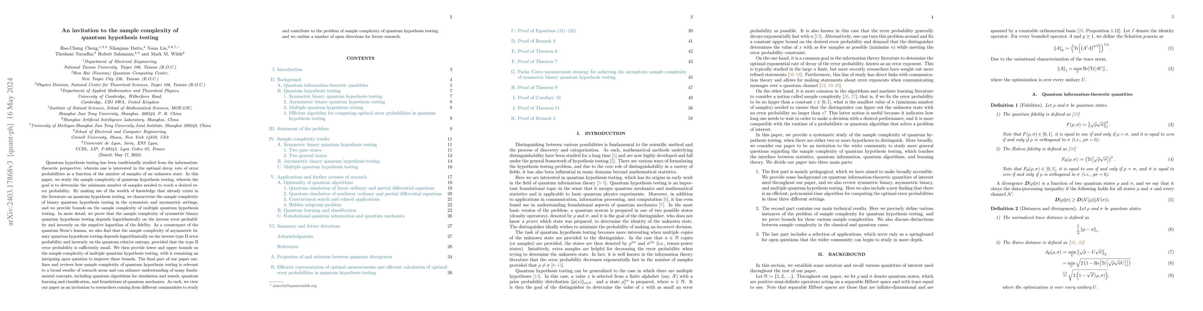 Thumbnail for An invitation to the sample complexity of quantum hypothesis testing