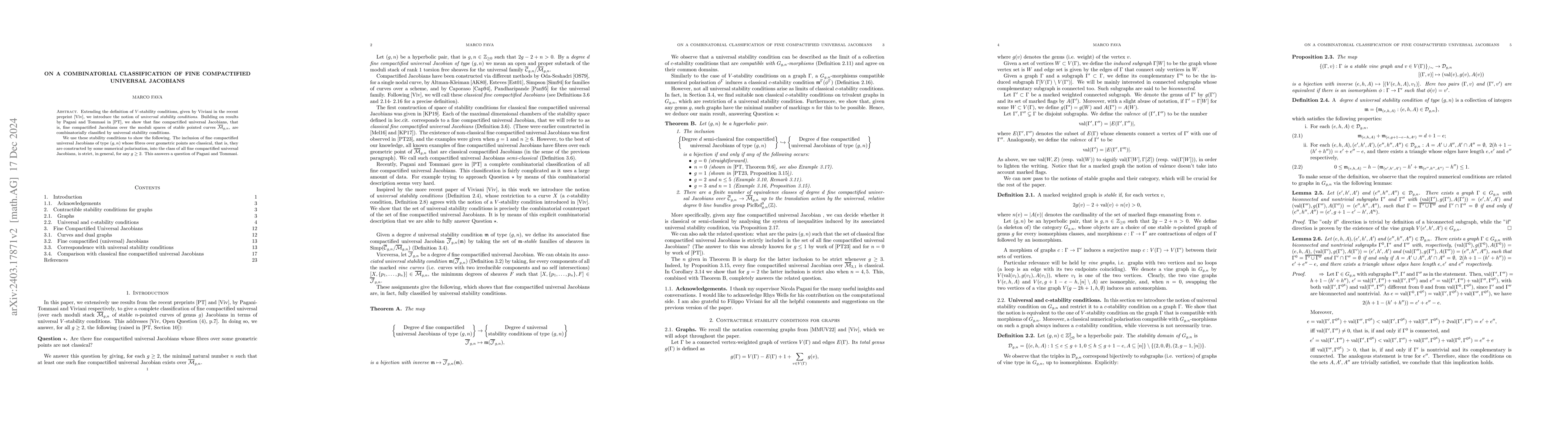 Thumbnail for On a combinatorial classification of fine compactified universal
  Jacobians
