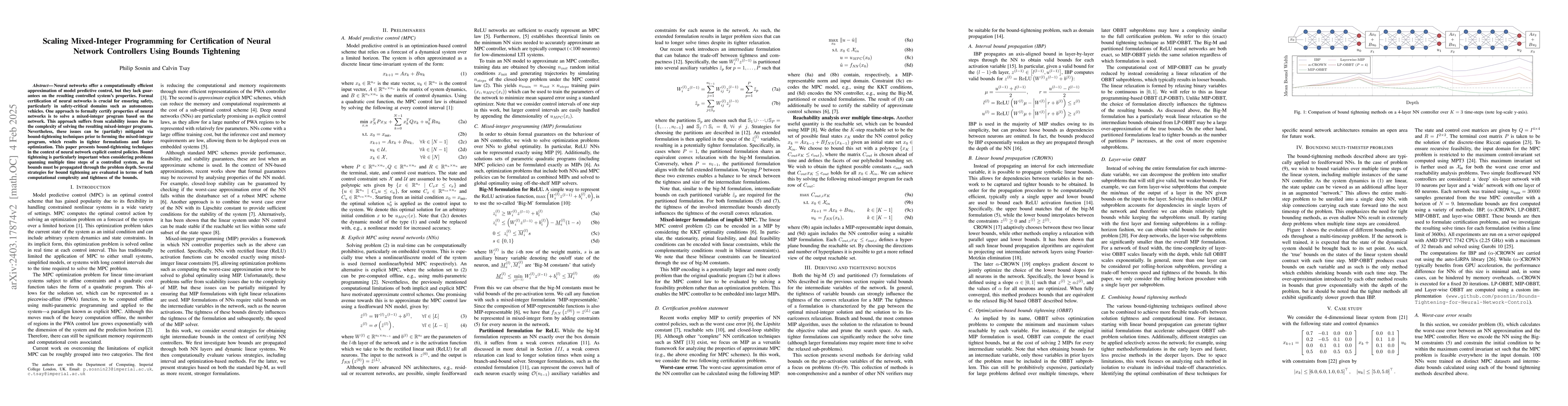 Thumbnail for Scaling Mixed-Integer Programming for Certification of Neural Network
  Controllers Using Bounds Tightening