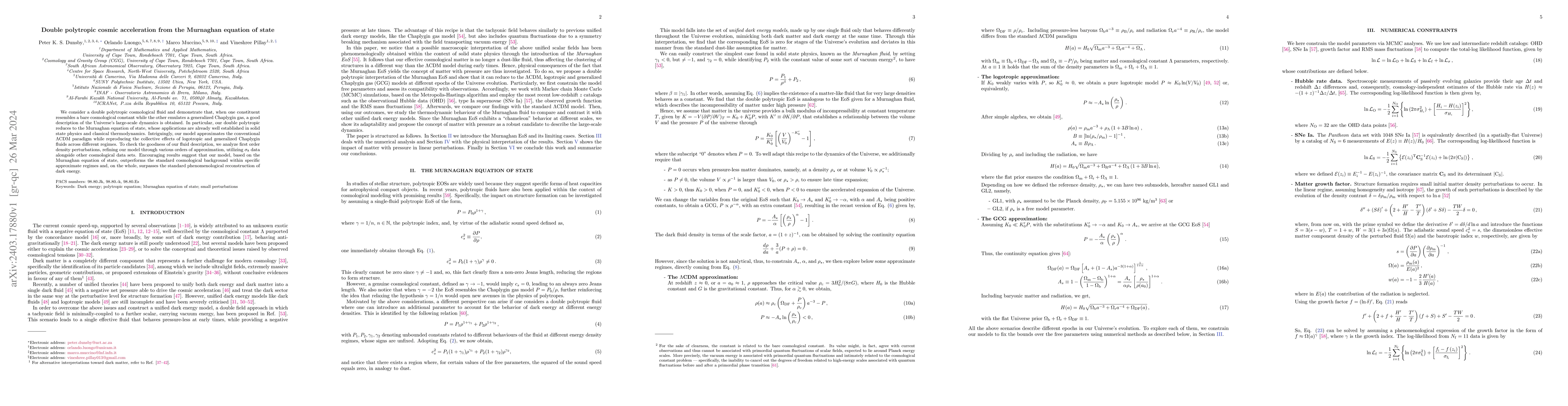 Thumbnail for Double polytropic cosmic acceleration from the Murnaghan equation of
  state
