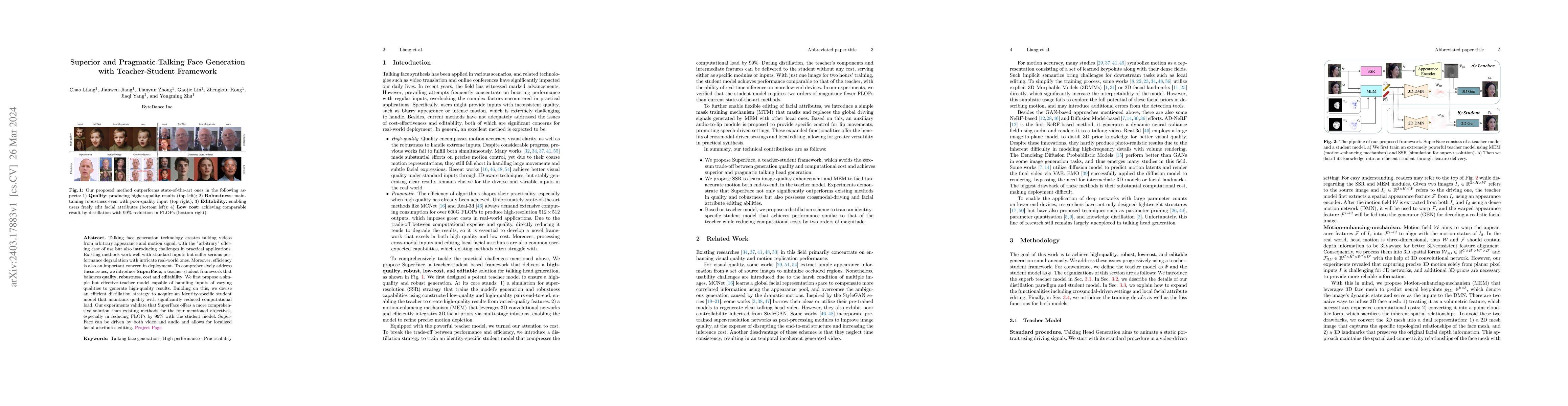 Thumbnail for Superior and Pragmatic Talking Face Generation with Teacher-Student
  Framework