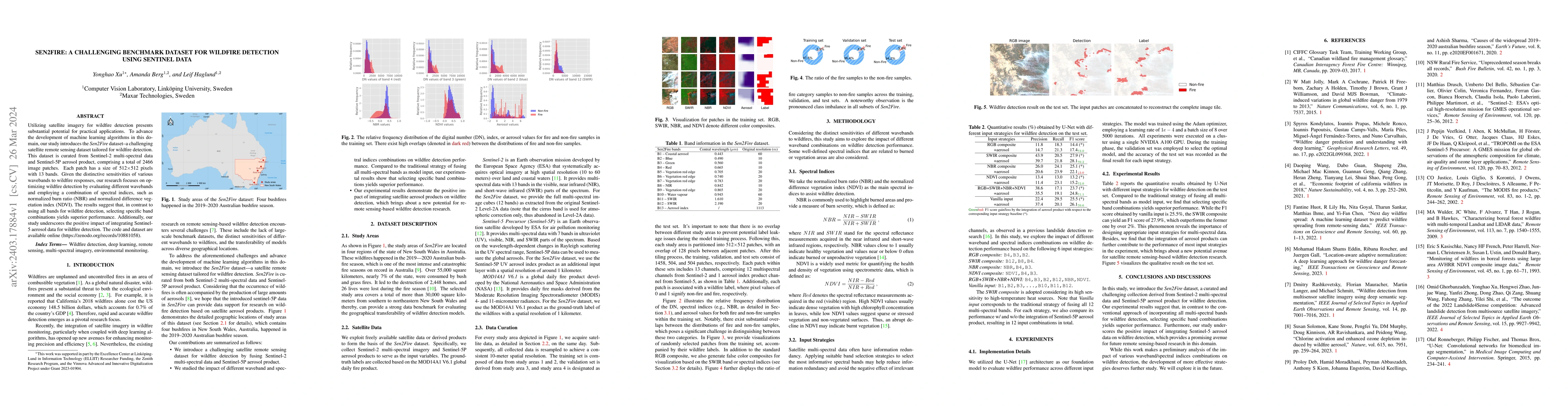 Thumbnail for Sen2Fire: A Challenging Benchmark Dataset for Wildfire Detection using
  Sentinel Data