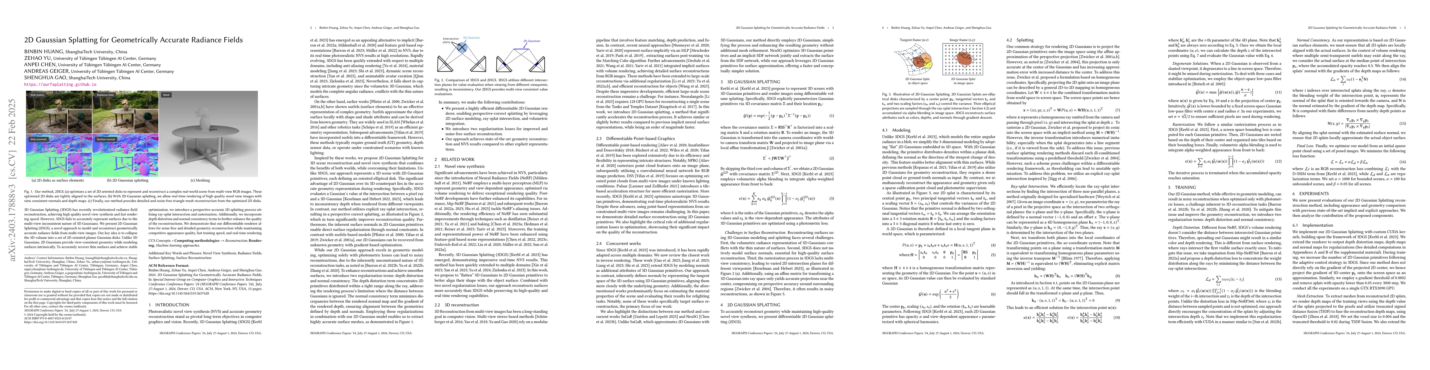 Thumbnail for 2D Gaussian Splatting for Geometrically Accurate Radiance Fields